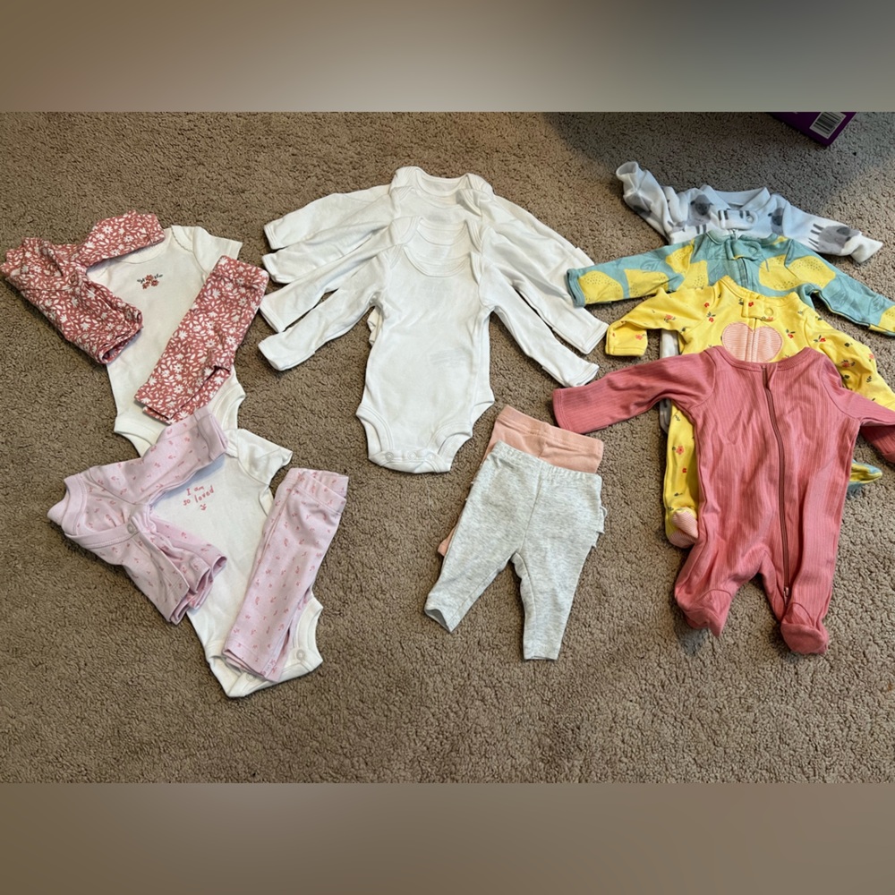Assorted Preemie Girl Baby Onesies, Outfits, and Pants LOT